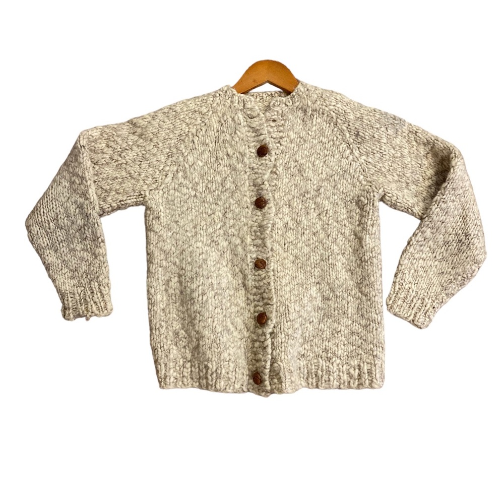 HEAVY 100% WOOL YARN CARDIGAN SWEATER JACKET | HANDMADE